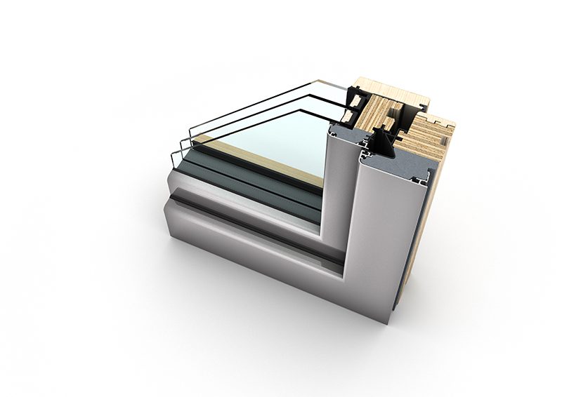 Holz Aluminium Fenster Internorm HF 410 Profil Schnittdarstellung