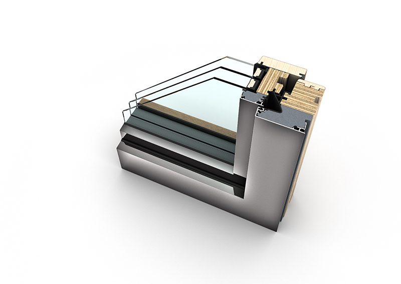 Holz Aluminium Fenster Internorm HF 510 Profil Schnittdarstellung